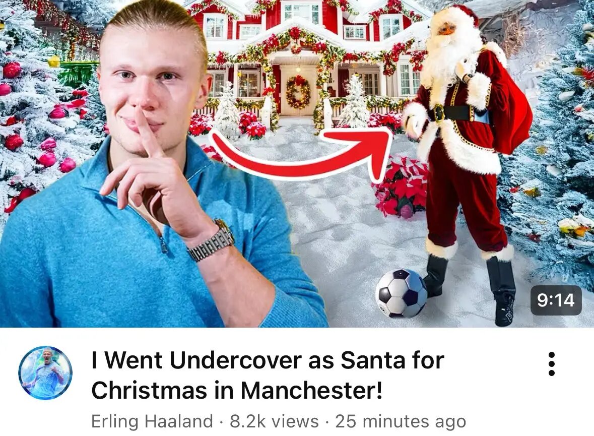 هالند در نقش بابانوئل؛ سورپرایز ستاره سیتی برای کودکان در کریسمس (عکس)