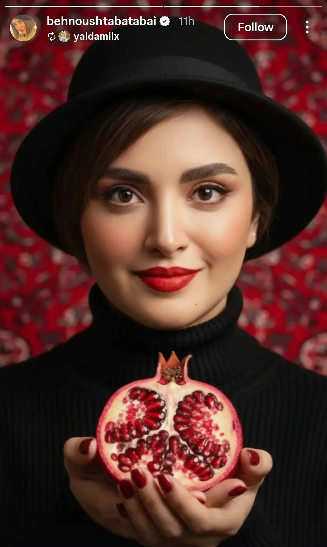چهره ها/ استوری یلدایی بهنوش طباطبایی