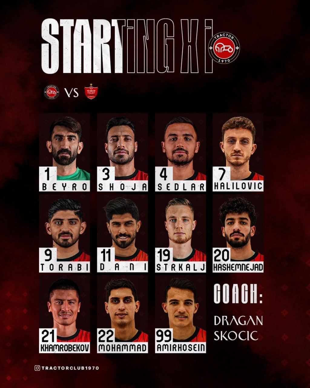 ترکیب تراکتور مقابل پرسپولیس