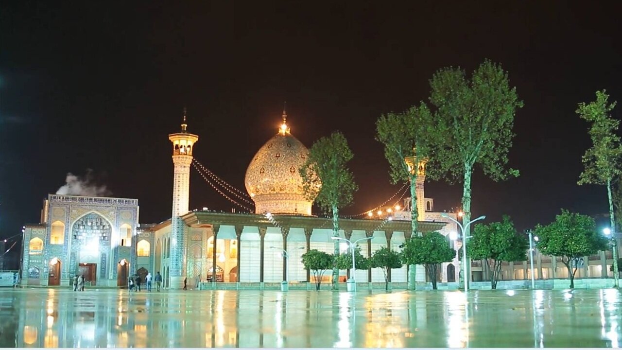 نمای بارانی آستان مقدس حضرت احمدبن موسی الکاظم (ع) از لنز دوربین شهروندخبرنگار + فیلم