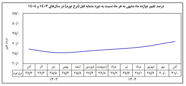 تورم به ۴۱ درصد رسید/ جهش تورم کالا در یک سال اخیر