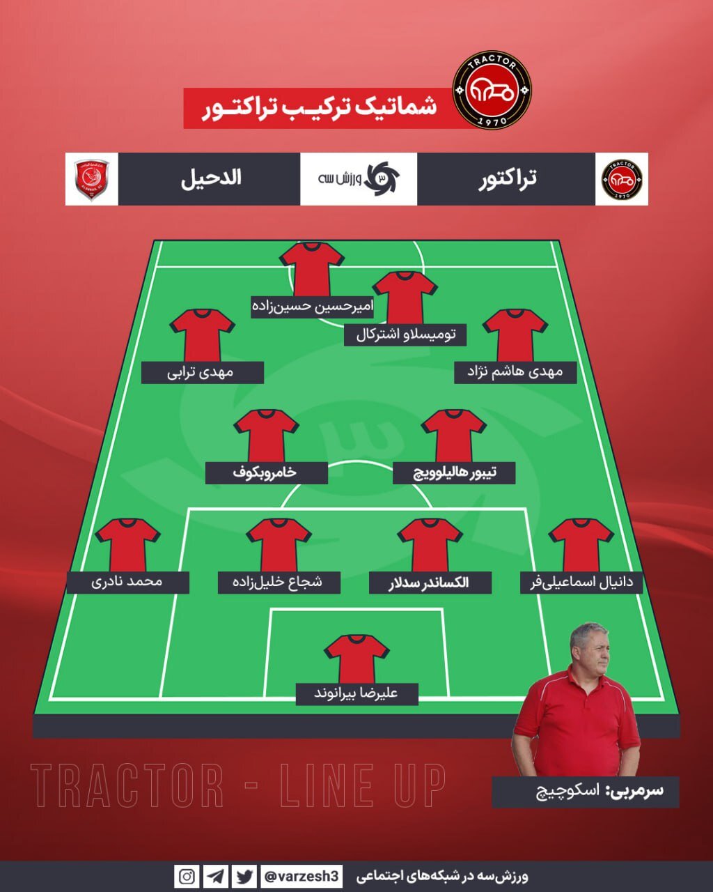 اعلام ترکیب تراکتور برای جشن صعود در آسیا