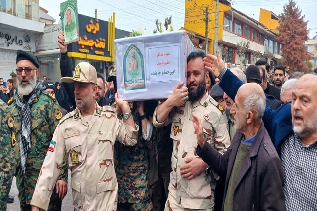 پیکر مطهر شهید امنیت «امیرحسام جوینده» در صومعه‌سرا تشییع شد