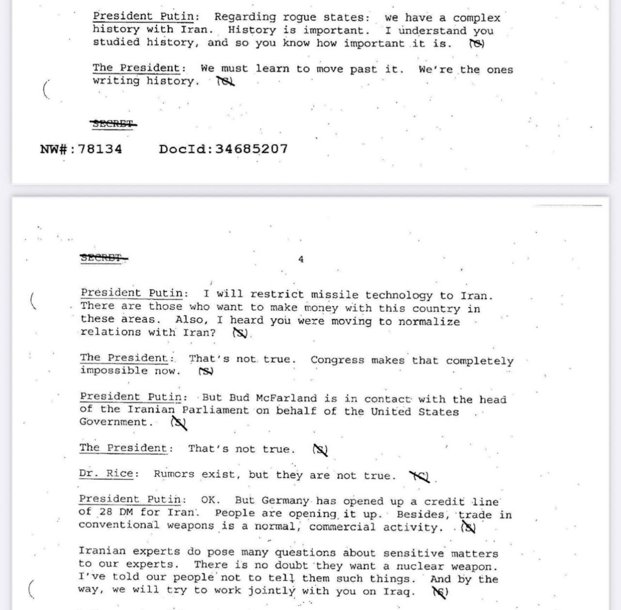 انتشار اسناد تازه در آرشیو امنیت ملی آمریکا؛ پوتین به بوش: تردیدی نیست که ایرانی‌ها خواهان سلاح هسته‌ای هستند