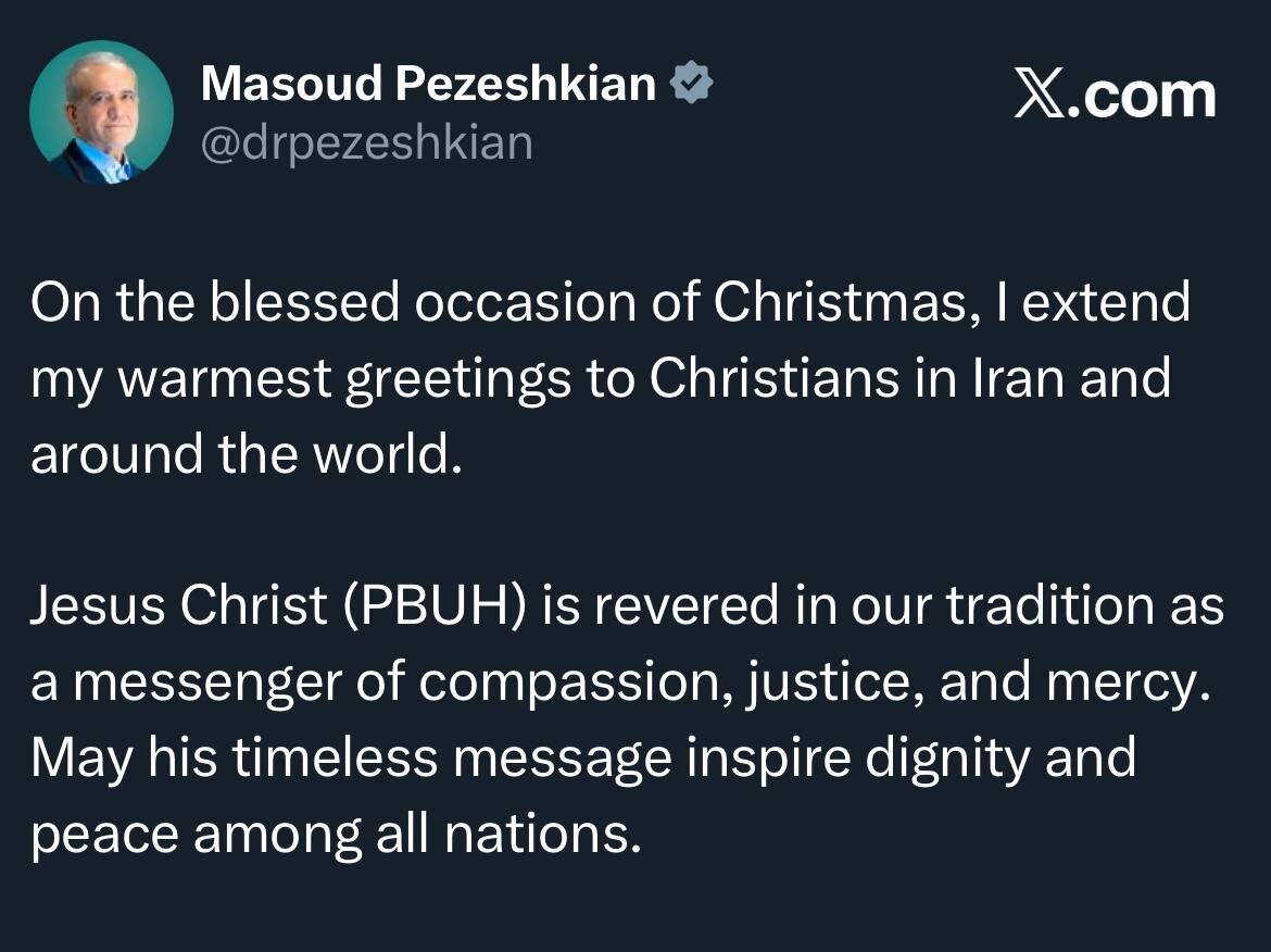 پیام رئیس‌جمهور به مناسب زادروز حضرت مسیح(ع)