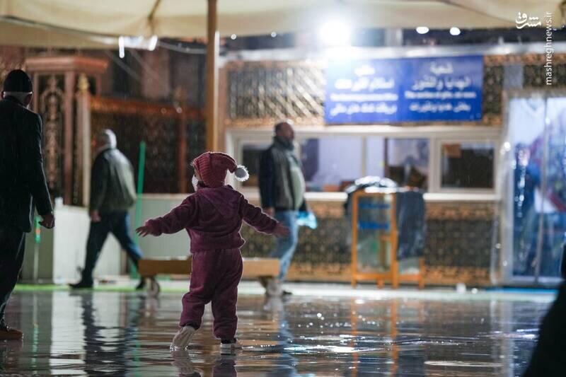 عکس/حال و هوای بارانی زائران در حرمین سامرا
