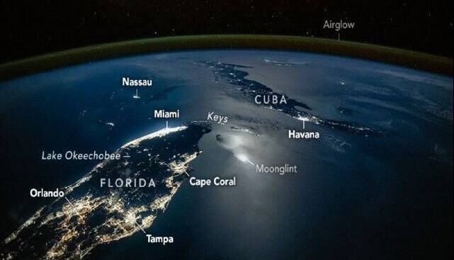 فلوریدا و کوبا از منظر «ایستگاه فضایی بین‌المللی»