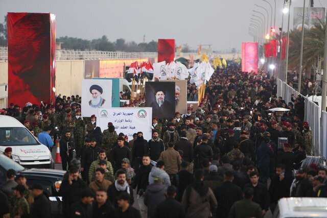 حضور گسترده مردم عراق در محل ترور سرداران مقاومت