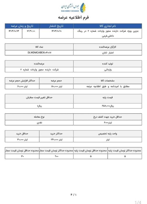 قیمت بنزین سوپر وارداتی دوباره تغییر کرد