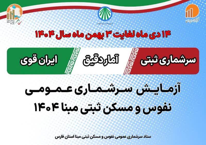 اجرای سرشماری آزمایشی در شیراز، زرقان و جهرم