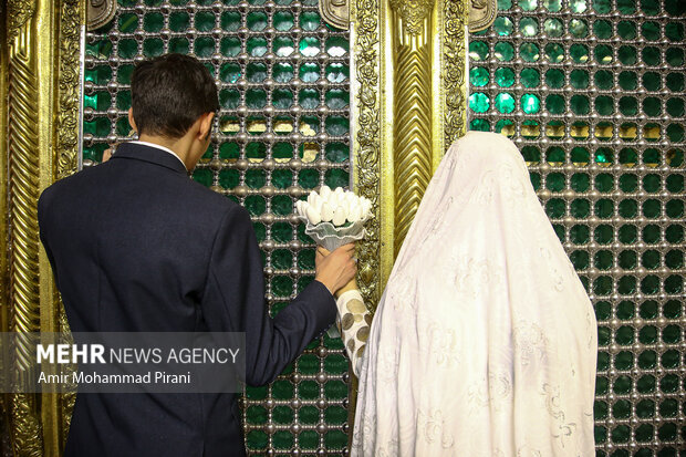 پیوند آسمانی ۱۲۱ زوج جوان در حرم بانوی کرامت