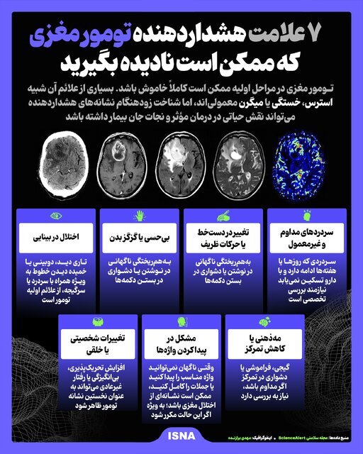اینفوگرافیک/ ۷ علامت هشداردهنده تومور مغزی که ممکن است نادیده بگیرید