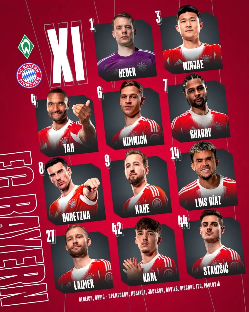 اعلام ترکیب بایرن مونیخ مقابل وردربرمن