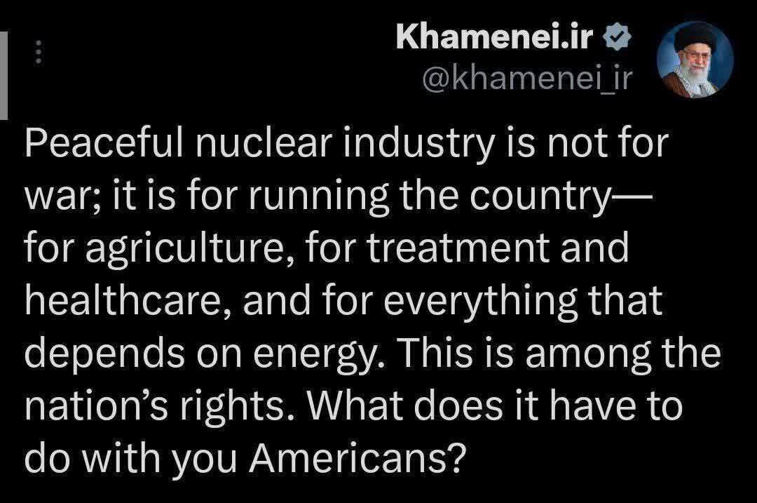 مطلب جدید صفحه رهبر انقلاب درباره صنعت هسته ای  | ببینید