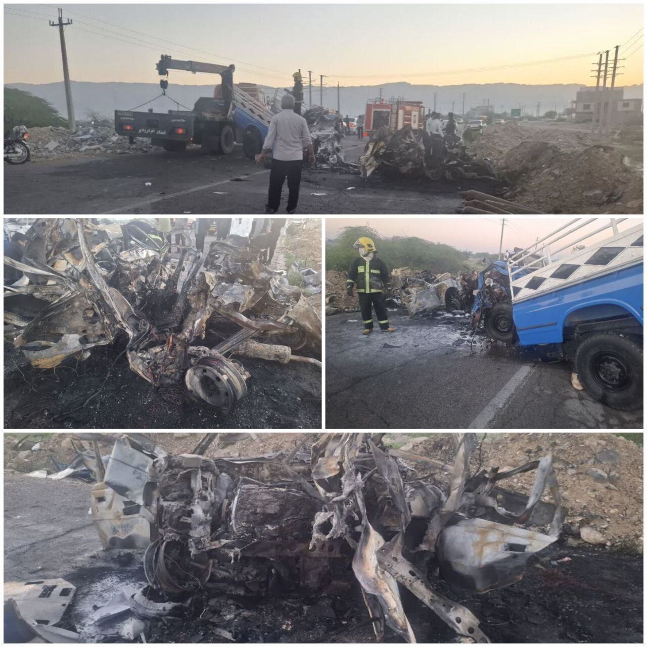 تصادف و انفجار هولناک نیسان حامل کپسول گاز با ۴ کشته