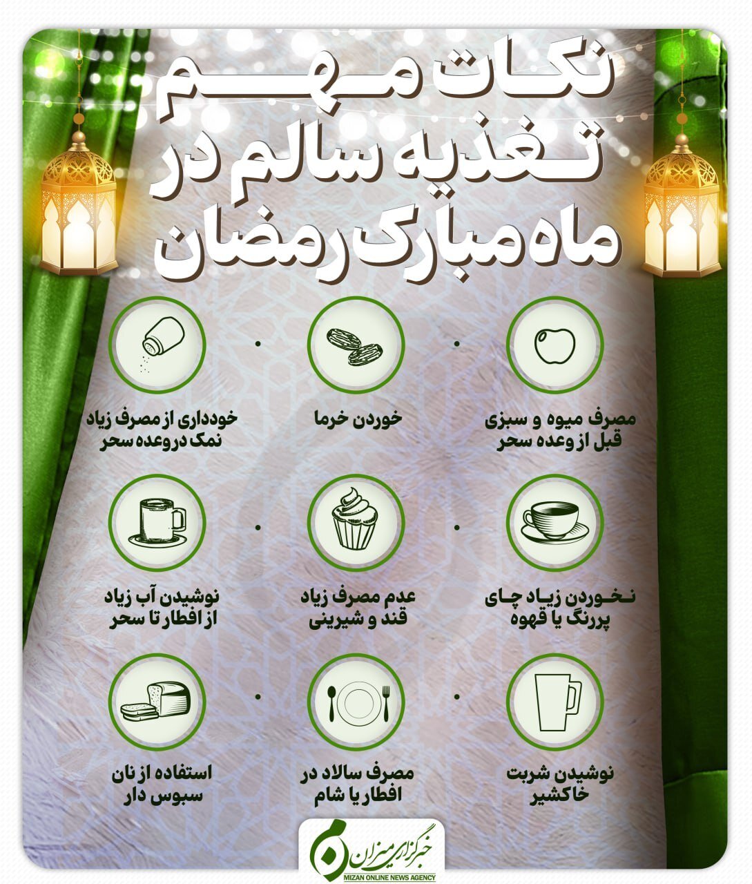 اینفوگرافیک| نکات مهم تغذیه سالم در ماه مبارک رمضان