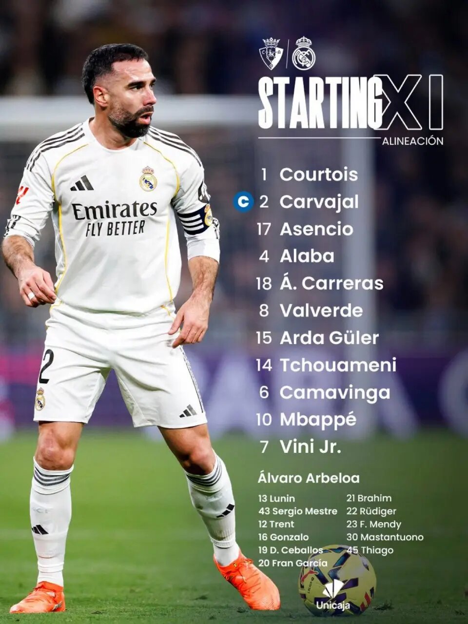 ترکیب رئال مادرید مقابل اوساسونا