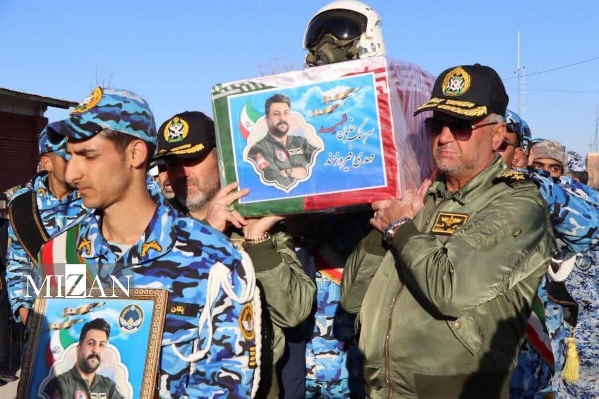 برگزاری مراسم تشییع پیکر شهید خلبان فیروزمند در پایگاه هوایی نوژه