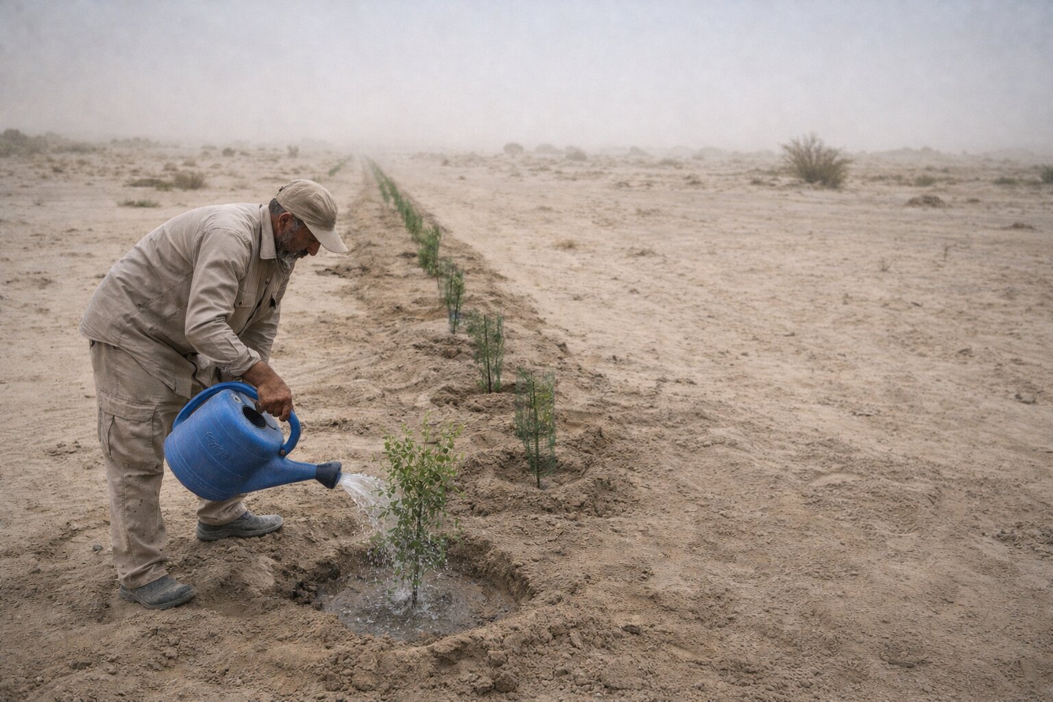 احداث بادشکن زنده ۸۰ کیلومتری در جاسک برای مهار شنهای روان