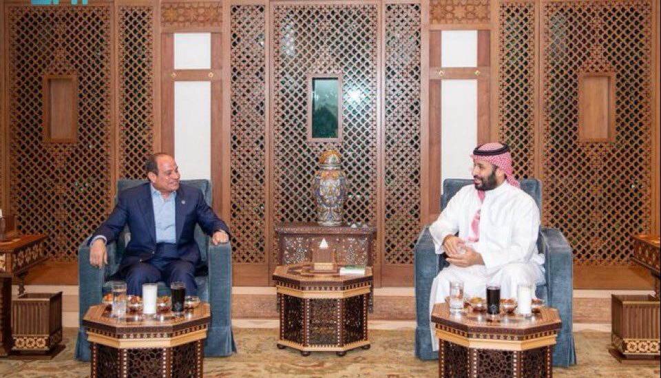 دیدار رئیس جمهور مصر با محمد بن سلمان ولیعهد سعودی
