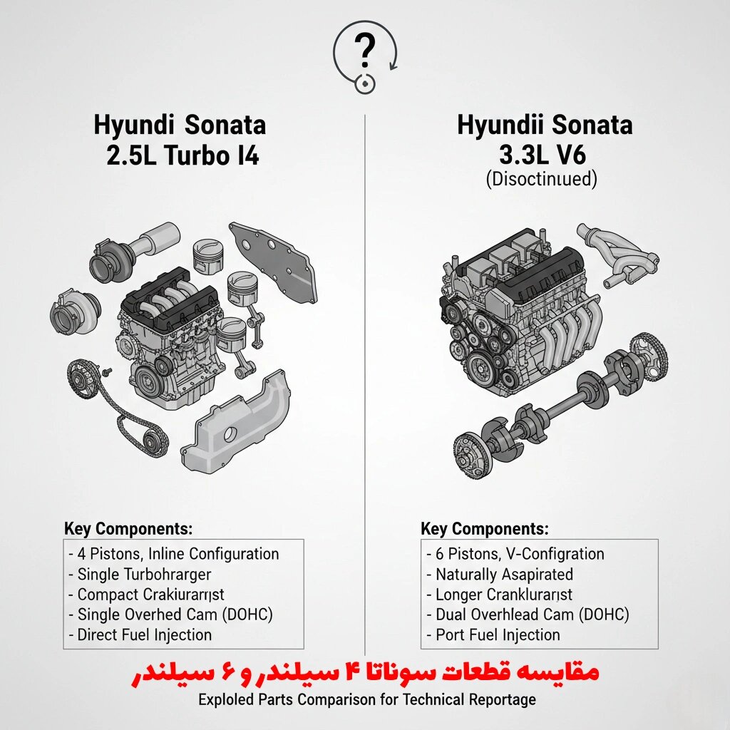 مقایسه سوناتا ۴ سیلندر و ۶ سیلندر؛ کدام هزینههای نگهداری و لوازم یدکی کمتری دارد؟