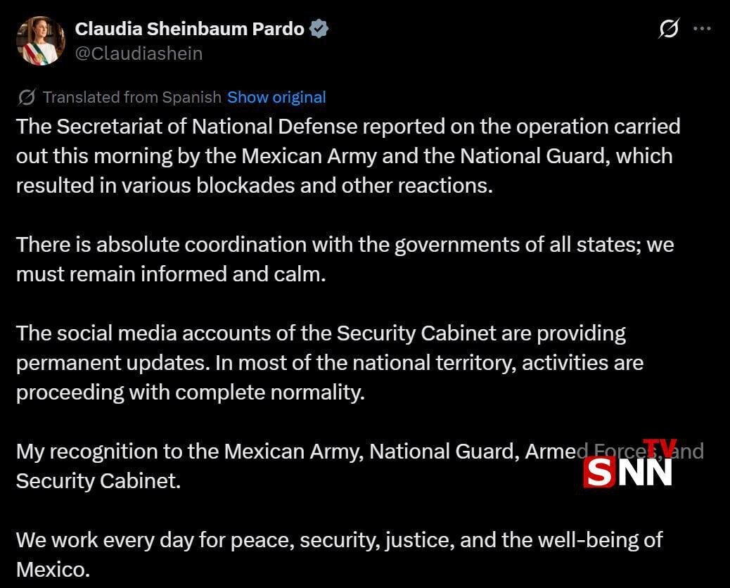 رئیسجمهور مکزیک: اوضاع در بیشتر مناطق کشور عادی است