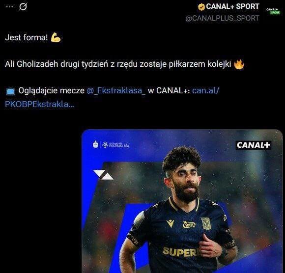 قلی‌زاده بهترین بازیکن لیگ لهستان شد