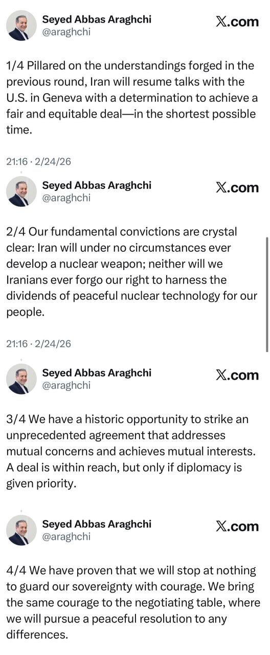 عراقچی: اگر به دیپلماسی اولویت داده شود، دستیابی به توافق ممکن است