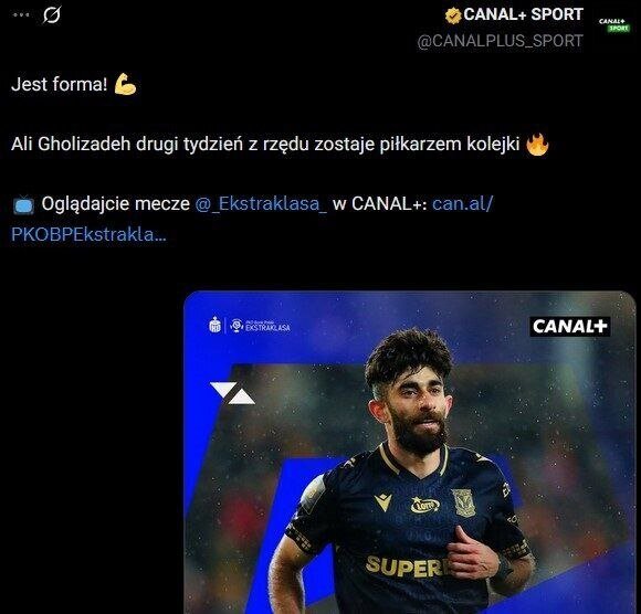 قلیزاده برای دومین هفته متوالی بهترین بازیکن لیگ لهستان شد