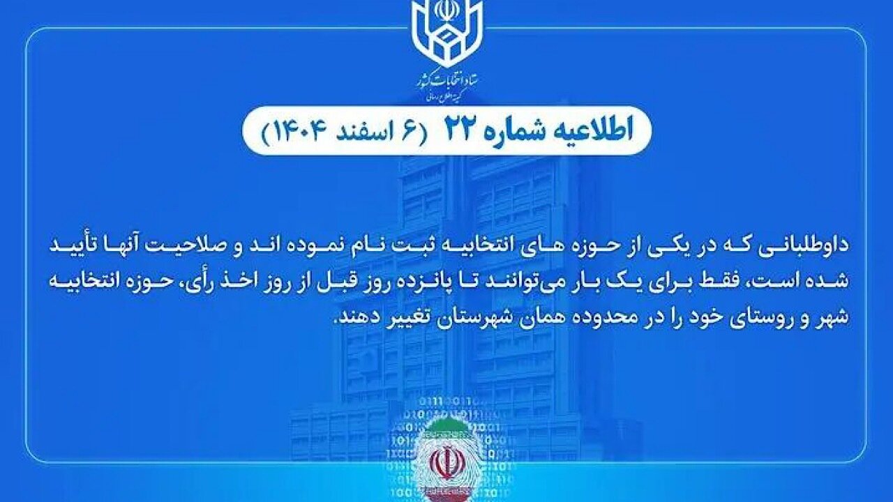 شرایط تغییر حوزه انتخابیه داوطلبان انتخابات شوراهای اسلامی شهر و روستا