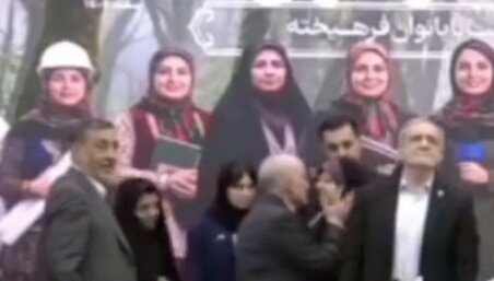 روبوسی غافلگیرکننده‌ مقام ارشد دولتی با یک زن در حضور پزشکیان