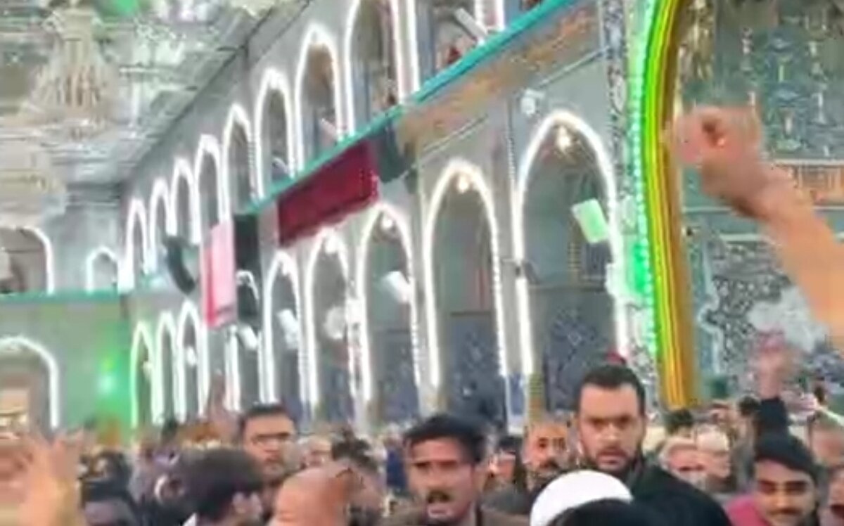 ببینید| شعار مرگ بر آمریکا در حرم سیدالشهدا (ع) در حمایت از ایران