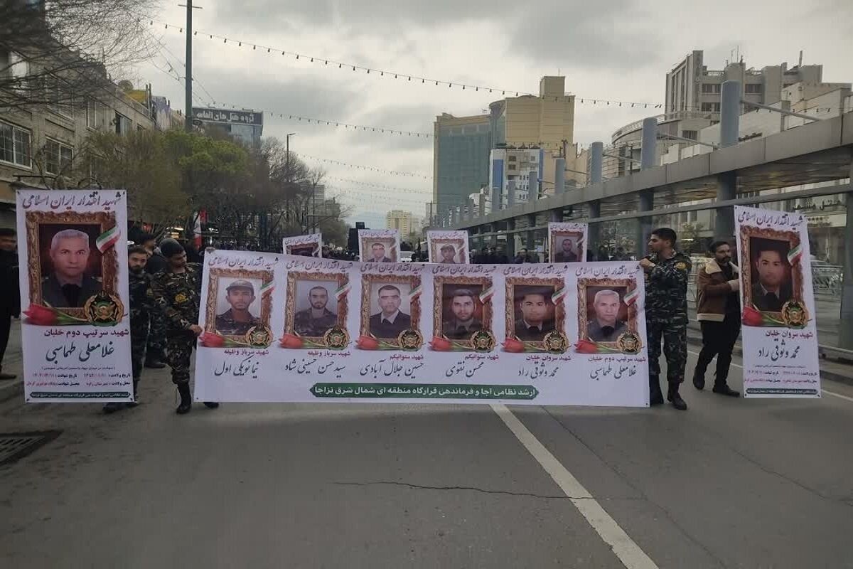 مراسم تشییع پیکر ۸ شهید اقتدار ایران اسلامی در مشهد برگزار شد + فیلم
