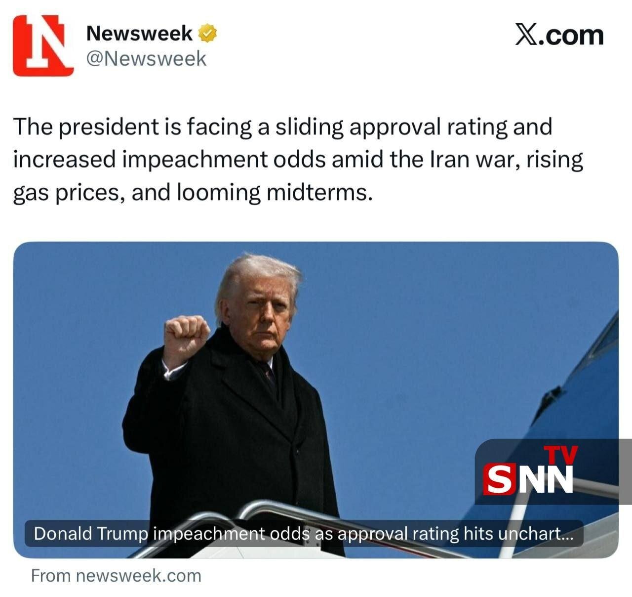 نشریۀ آمریکایی: ترامپ با کاهش محبوبیت و افزایش احتمال استیضاح رو‌به‌رو است