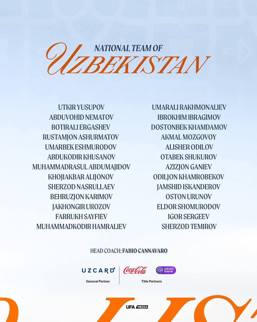 فهرست اسامی بازیکنان ازبکستان اعلام شد؛ اولین حضور مهاجم سابق پرسپولیس