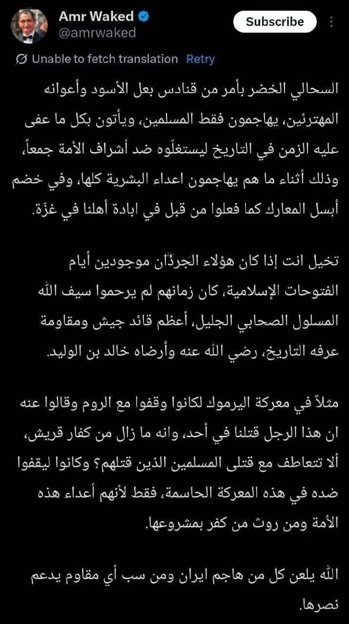 ستاره سینمای مصر: خدا لعنت کند هرکسی را که از حمله به ایران خوشحال شد