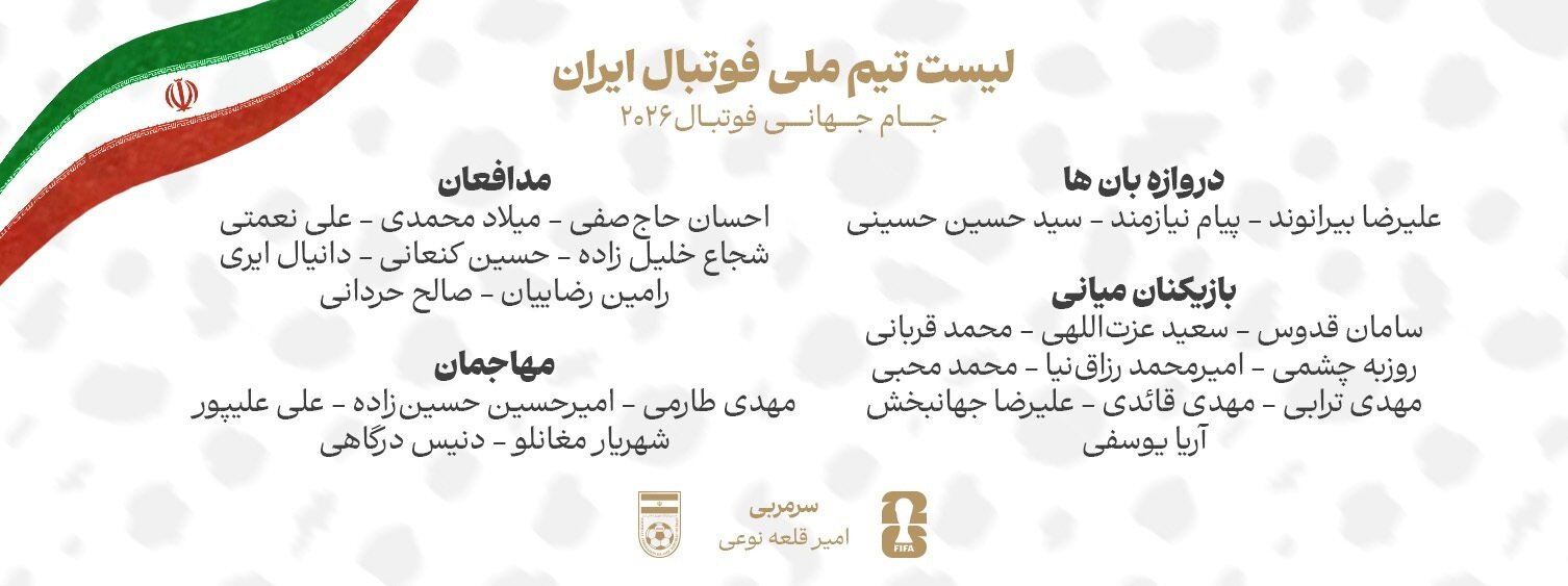 لیست تیم ملی برای جام جهانی ۲۰۲۶ آمریکا اعلام شد