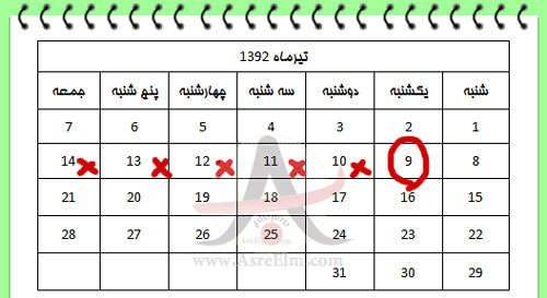 محاسبه روز تخمک گذاری با استفاده از تقویم