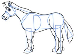 آموزش کشیدن اسب، با خطوط ساده