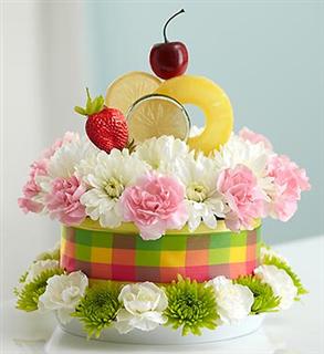 تزئین کیک تولد با گل های طبیعی