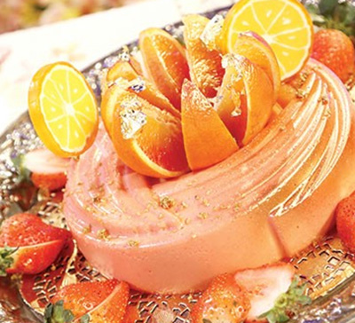 کرم ژلاتینی با پرتقال و توت فرنگی