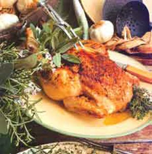 مرغ تنوری با سبزیهای معطر‌