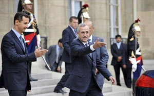 سارکوزی میزبان میشل سلیمان و بشار اسد در کاخ الیزه بود