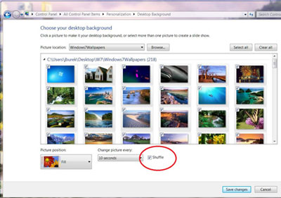 تصویر پس زمینه ی دسکتاپ را به طور خودکار در ویندوز ۷ تعویض کنید