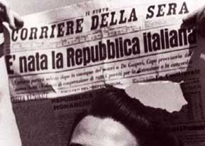 ۲ ژوئن سال ۱۹۴۶ میلادی ـ انحلال رژیم سلطنتی ایتالیا