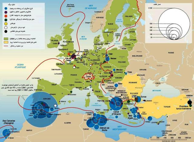 
      نقشه قربانیان مهاجرت به اروپا