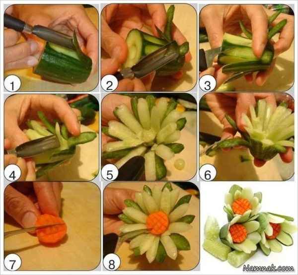 آموزش تزیین میوه و سبزیجات به شکل گل