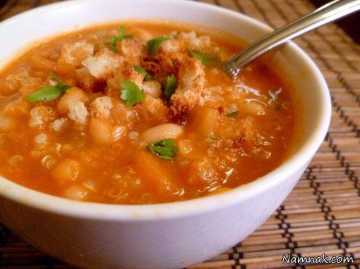 آش گوجه با لوبیا | طرز تهیه آش گوجه با لوبیا