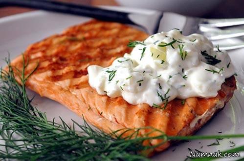 ماهی سالمون | طرز تهیه ماهی سالمون با سس خیار