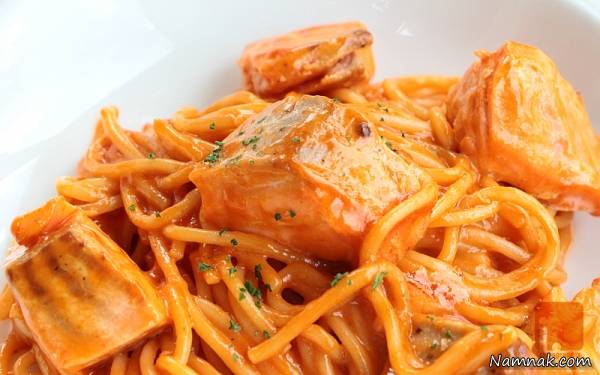 اسپاگتی سالمون | طرز تهیه اسپاگتی سالمون